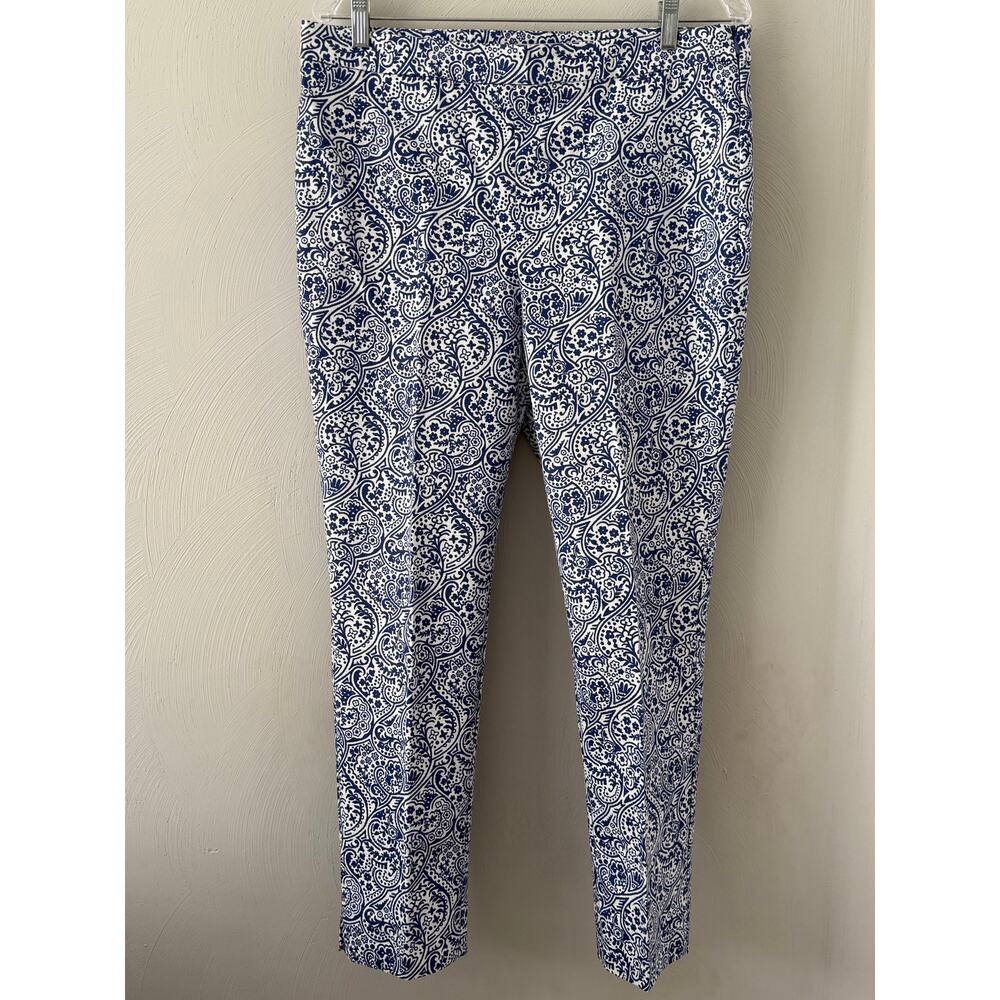 Boden Cropped Cotton Pants Blue and White Paisley size 12